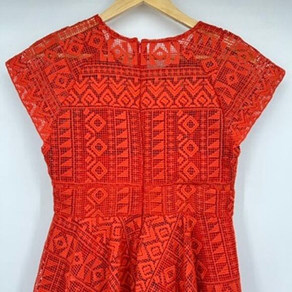 Anthropologie Maeve Prima Lace Flowy Dress Women's 2 Burnt Orange - Picture 4 of 9